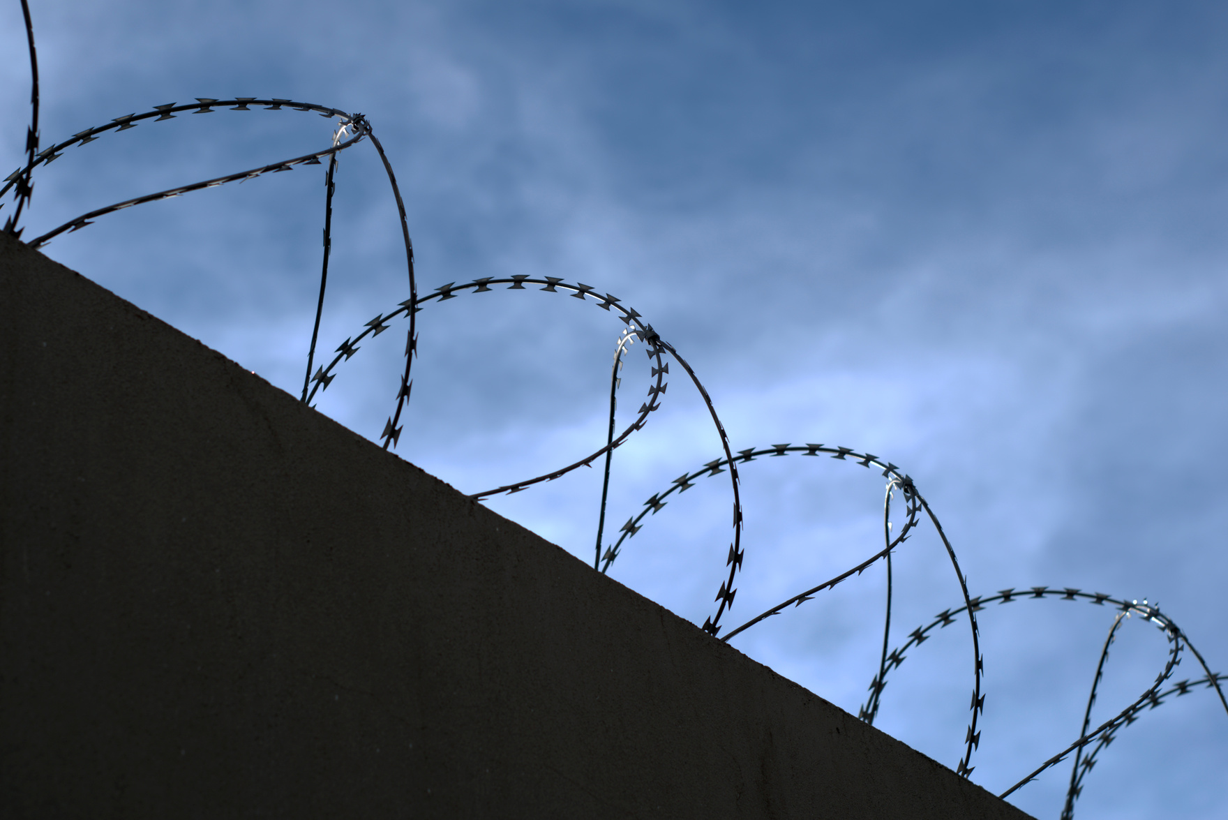 Concertina wire perimeter on a wall
